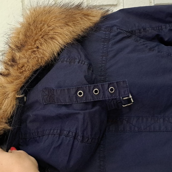 Bass Dark Blue/Black Trim Quilted Fuzzy Hood Coat. Size Small NWT - Picture 10 of 16